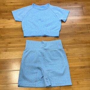 Light Blue Athletic Set with Moisture-Wicking Fabric